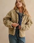 Button Front Pattern Sherpa Jacket