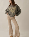 Love Birds Waffle-Knit Thermal Graphic Top