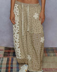 Crochet Patch Detail Patchwork Printed Pants
