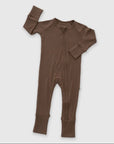 Mocha Bamboo Zipper Romper