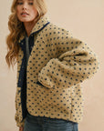 Button Front Pattern Sherpa Jacket