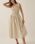 Check Plaid Smocked Ruffled Midi Dress