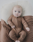 Mocha Bamboo Zipper Romper