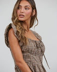 Dakota Checked Ruffle Midi Dress