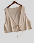 Tie Front Top - Linen/Cotton Blend Natural