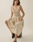 Check Plaid Smocked Ruffled Midi Dress