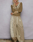 Crochet Patch Detail Patchwork Printed Pants