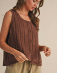 Button Down Sleeveless Knit Sweater Vest Top