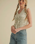 Smocked Ruffle Tie Front Top