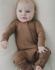 Mocha Bamboo Zipper Romper