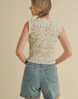 Smocked Ruffle Tie Front Top