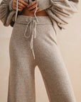 Two Tone Ribbed Waist Band Sweater Pants