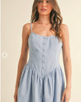 Gingham Front Button Detailed Chevron Waist Romper