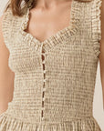 Check Plaid Smocked Ruffled Midi Dress