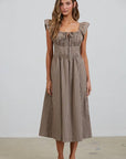 Dakota Checked Ruffle Midi Dress