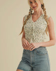 Smocked Ruffle Tie Front Top