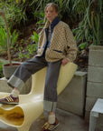 Button Front Pattern Sherpa Jacket
