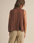 Button Down Sleeveless Knit Sweater Vest Top