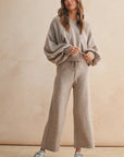 Two Tone Ribbed Waist Band Sweater Pants
