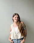 Tie Front Top - Linen/Cotton Blend Natural