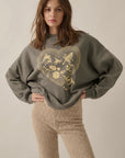 Love Birds Waffle-Knit Thermal Graphic Top