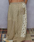 Crochet Patch Detail Patchwork Printed Pants