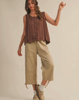 Button Down Sleeveless Knit Sweater Vest Top