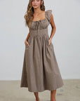 Dakota Checked Ruffle Midi Dress