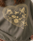 Love Birds Waffle-Knit Thermal Graphic Top