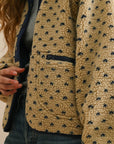 Button Front Pattern Sherpa Jacket