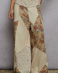 Double Gauze Varied Printed Patchwork Pants