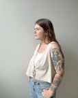 Tie Front Top - Linen/Cotton Blend Natural