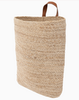 Jute Wall Basket with Leather Strap