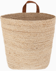 Jute Wall Basket with Leather Strap