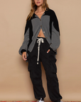 Collared Thermal Contrast Button Down Knit Shirt