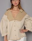 Ellie Balloon Sleeve Top Latte