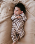 Bamboo Convertible Zip Romper - Wavy Check