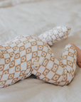Bamboo Zip Convertible Romper - Checkered Daisies