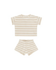 TERRY TEE + SHORTS SET || OAT STRIPE, Quincy Mae