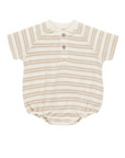 TERRY HENLEY ROMPER || OAT STRIPE, Quincy Mae