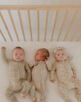 Bamboo Zip Romper | Linen Grid
