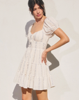 Petite Floral Trail Puff Sleeve Mini Dress