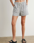 Elastic Drawstring Check Boxer Shorts - Ivory/Black