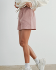 Elastic Drawstring Check Boxer Shorts - Rose