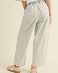 Stripe and Washed Effect Barrel Pants