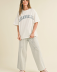 Stripe and Washed Effect Barrel Pants