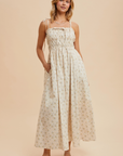 Rory Ruched Cotton Floral Maxi Dress