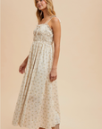 Rory Ruched Cotton Floral Maxi Dress