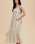 Cotton Grid Bow Maxi