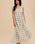Cotton Grid Bow Maxi